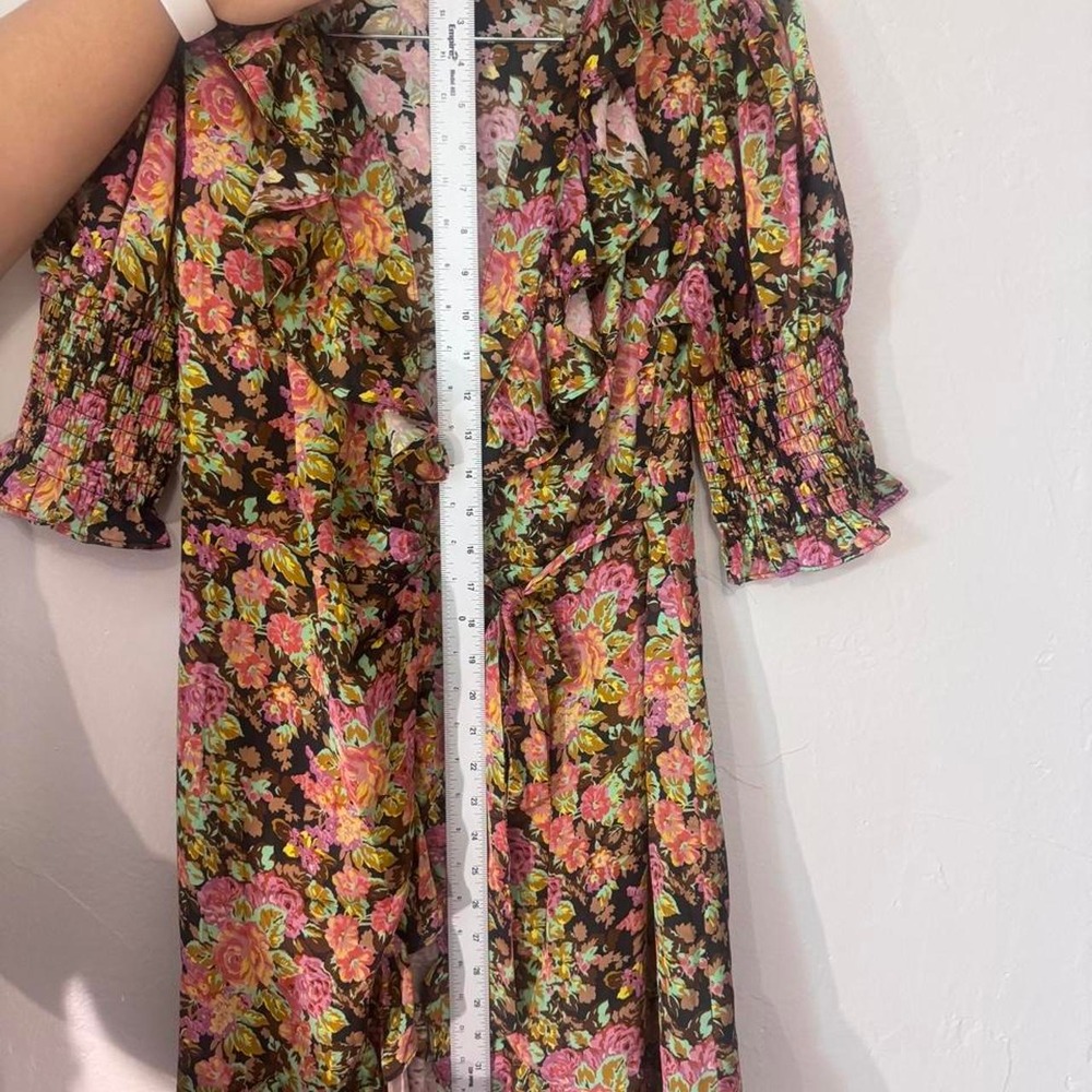Topshop Floral Ruffle Mini Dress Womens Size 6 Autumn Wedding Guest Cocktail - Picture 4 of 7